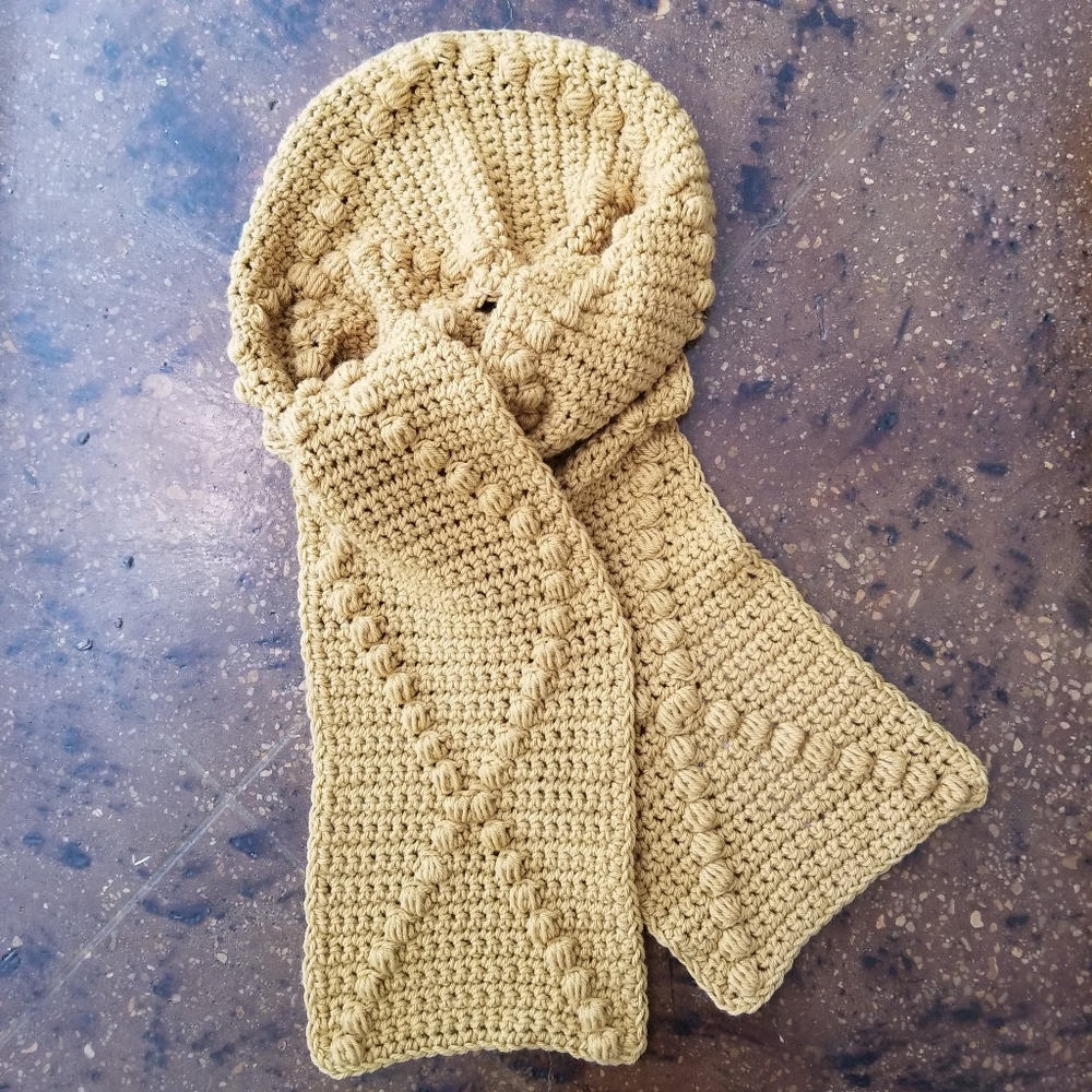 Diamond Back Solid Yellow Ochre Scarf Handmade